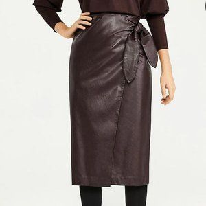 Ann Taylor Faux Leather Wrap Burgandy Pencil Skirt NWT Size 4 - RET $98